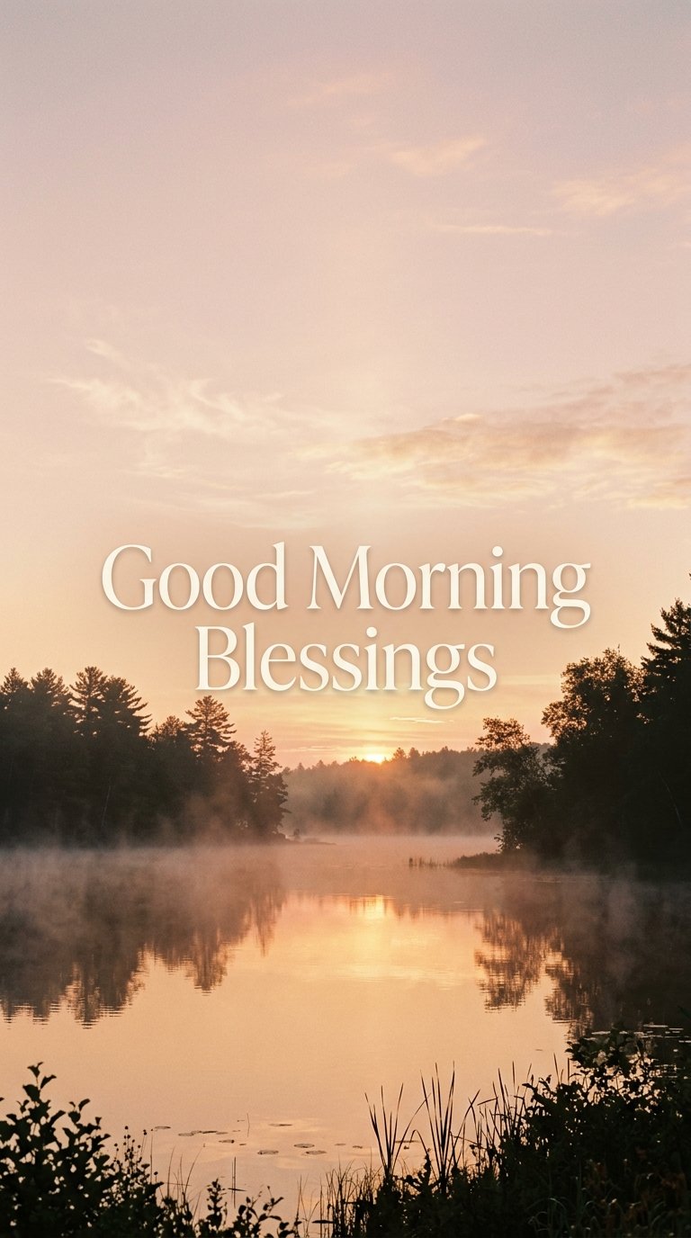 Good Morning Blessings — sunrise over calm lake